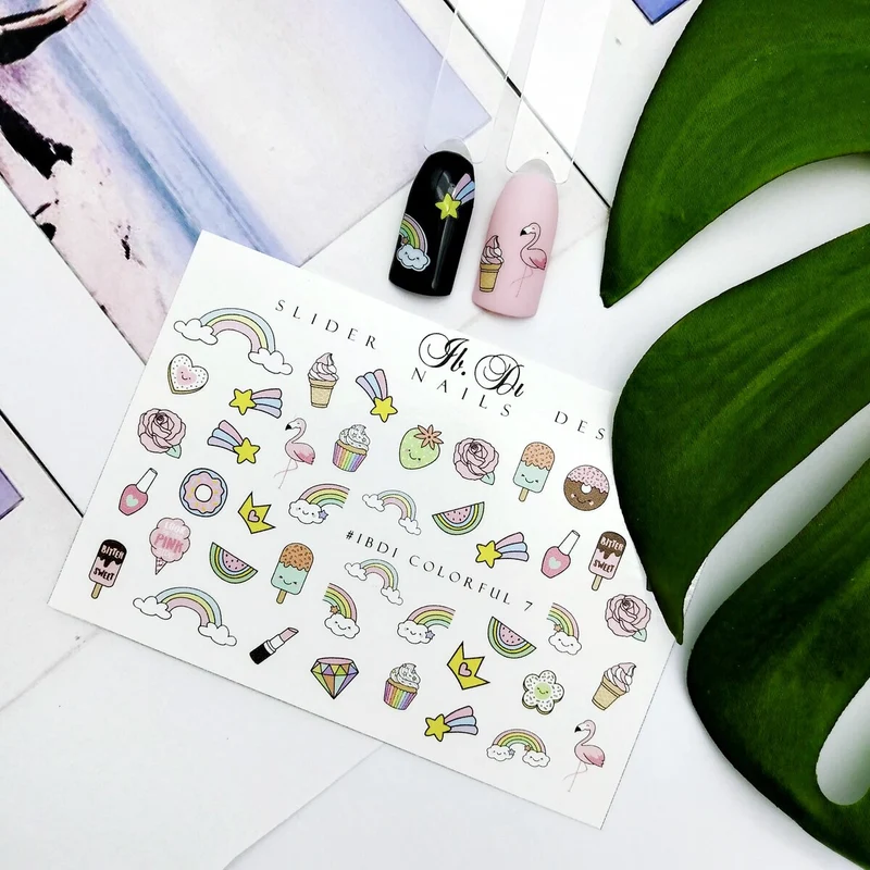 IBDI Rainbow and ice cream nail decals / sliders #colorful 7