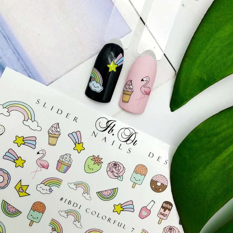 IBDI Rainbow and ice cream nail decals / sliders #colorful 7