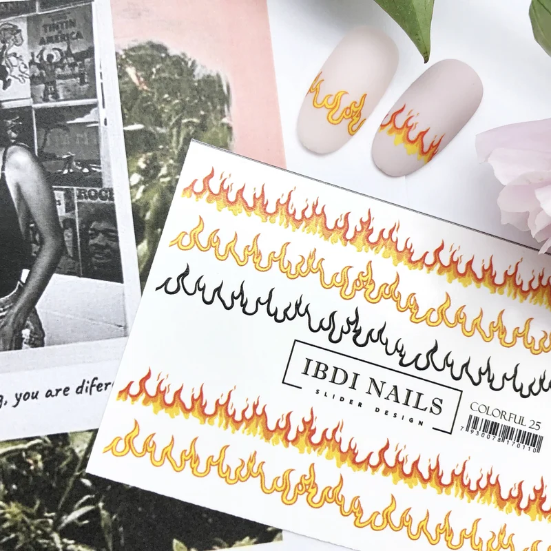 IBDI Flame nail decals / sliders #Colorful 25