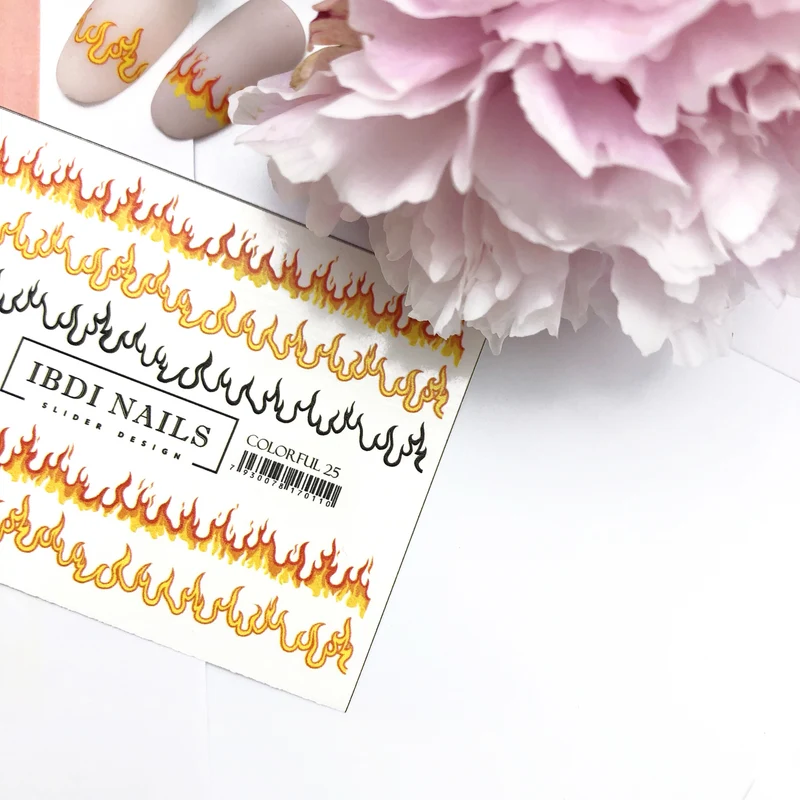 IBDI Flame nail decals / sliders #Colorful 25