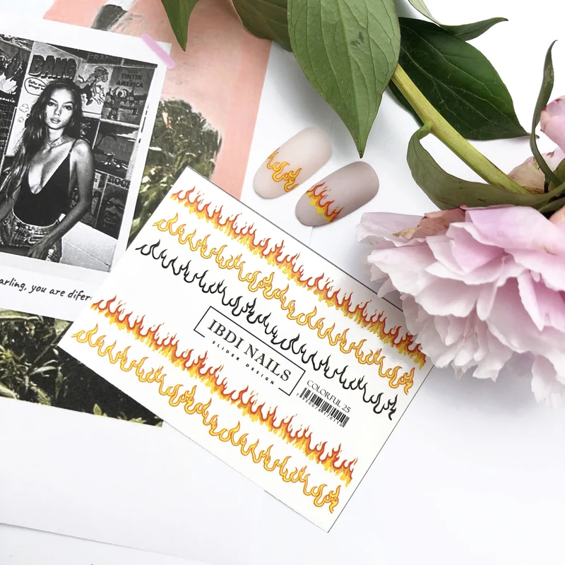 IBDI Flame nail decals / sliders #Colorful 25