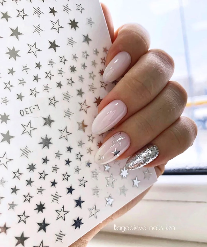 Silver stars for nail art