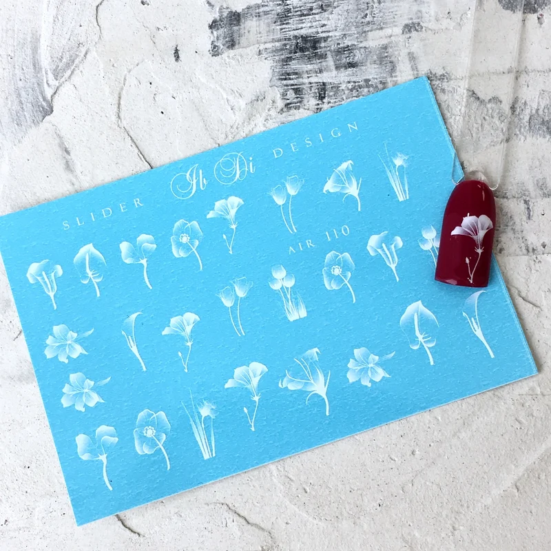 IBDI White flower nail decals / sliders #AIR 110