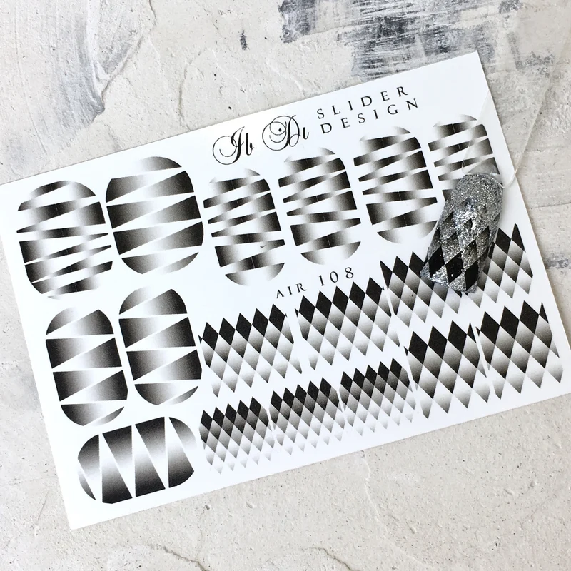 IBDI Geometric patterned nail decals / sliders #AIR 108
