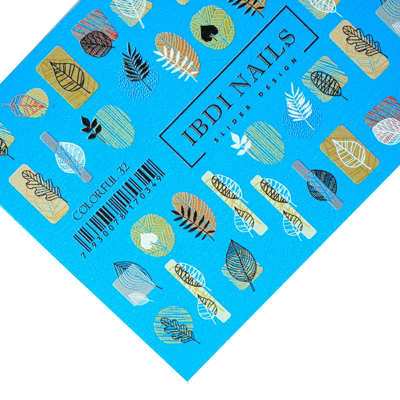 IBDI Abstract leaf nail decals / sliders #Colorful 32