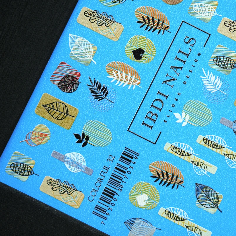 IBDI Abstract leaf nail decals / sliders #Colorful 32