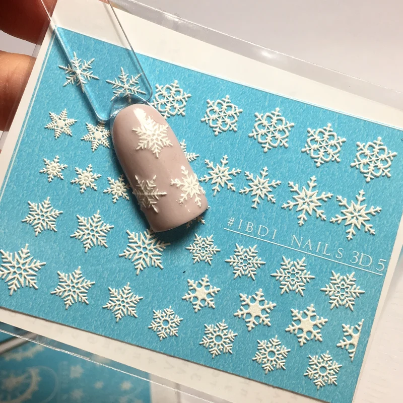IBDI 3D White snowflake nail decals / sliders #3D 5