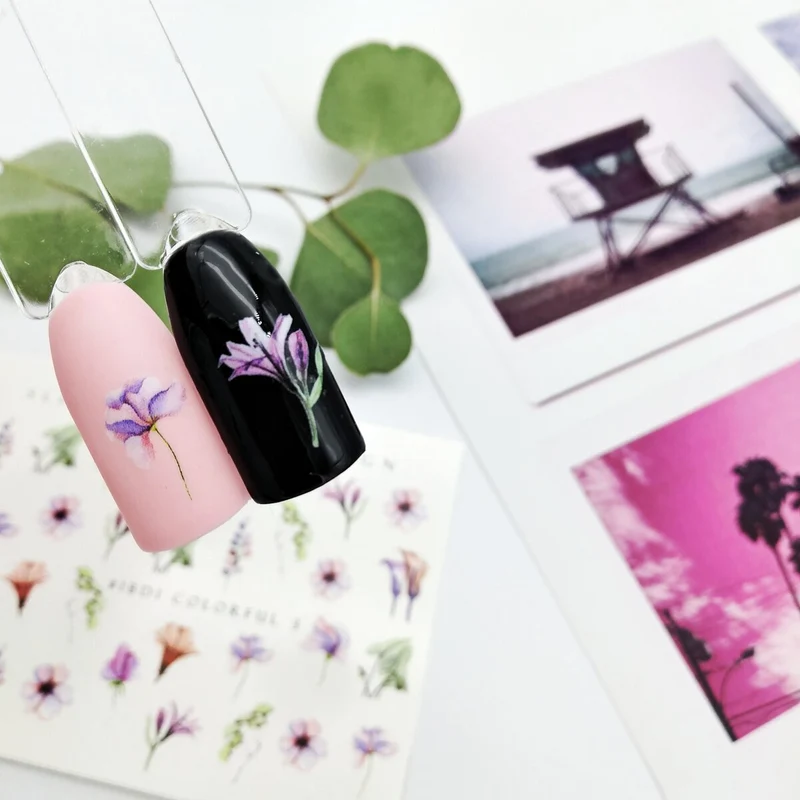 IBDI Colorful flower nail decals / sliders #Colorful 3