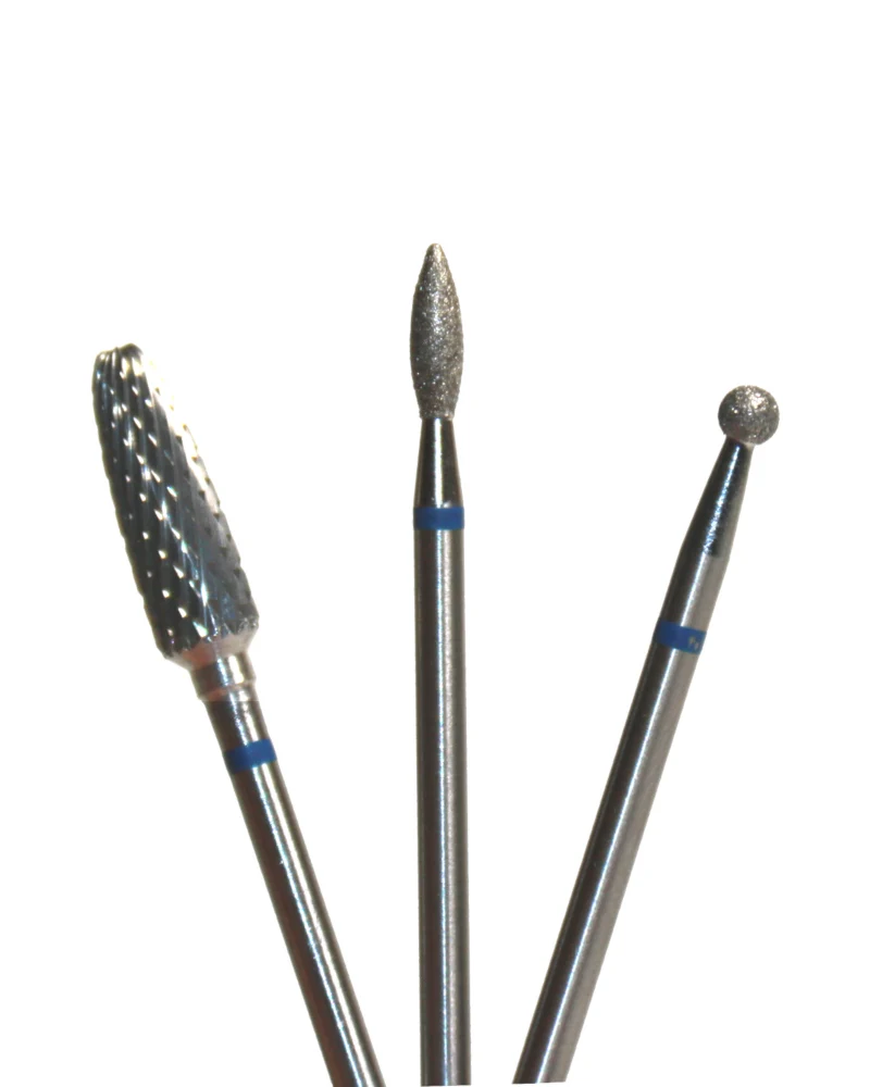 Diamond e-file nail drill bit set, Double cut carbide cone, flame (Drop) and ball medium grit, Russian electric file bits