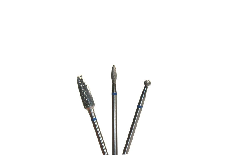 Diamond e-file nail drill bit set, Double cut carbide cone, flame (Drop) and ball medium grit, Russian electric file bits