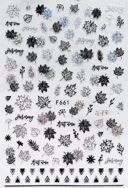 Sticker Herbstblätter in schwarz-silber