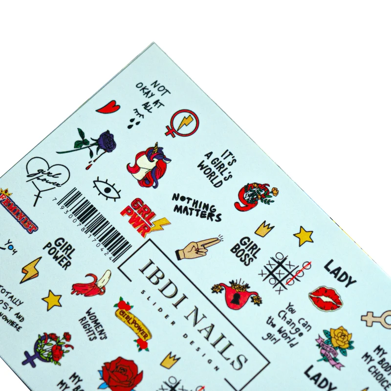 IBDI Unicorns, words and girl power nail decals / sliders