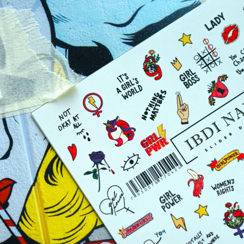 IBDI Unicorns, words and girl power nail decals / sliders