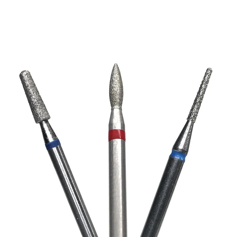 Diamond e-file nail drill bit set, Rounded cone, Flame drop, Needle, Russian electric file bits