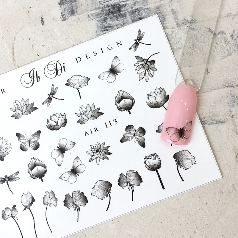 IBDI Butterfly and flower nail decals / sliders #113