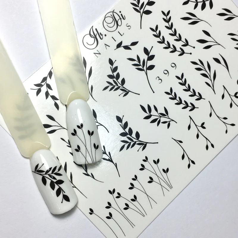 IBDI B&W Leaf nail decals / sliders #399