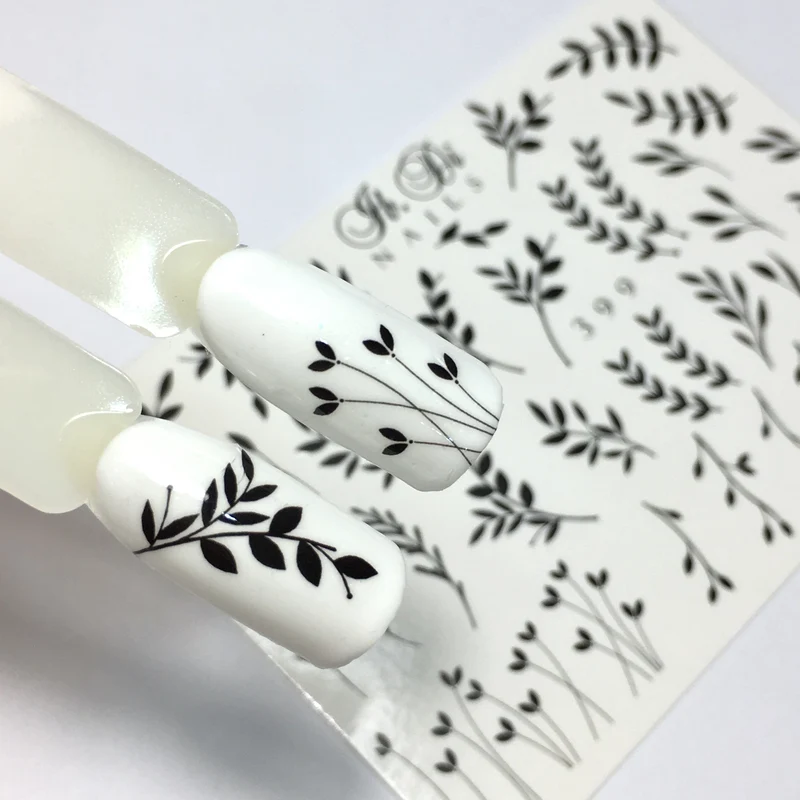 IBDI B&W Leaf nail decals / sliders #399