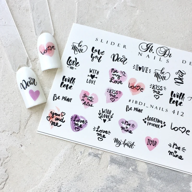 IBDI Valentines Day nail decals / sliders #412