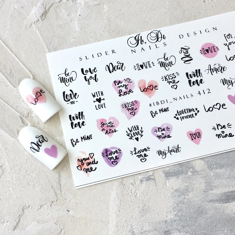 IBDI Valentines Day nail decals / sliders #412