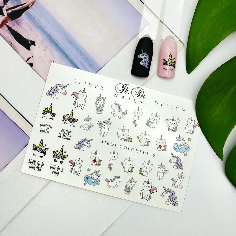 IBDI Unicorn nail decals / sliders #COLORFUL 6