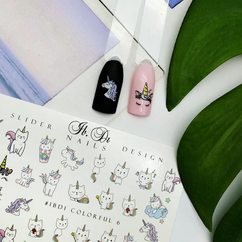 IBDI Unicorn nail decals / sliders #COLORFUL 6