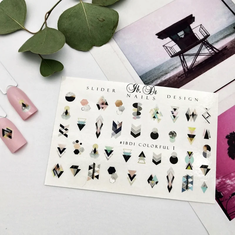 IBDI Colorful geometric nail decals / sliders #001
