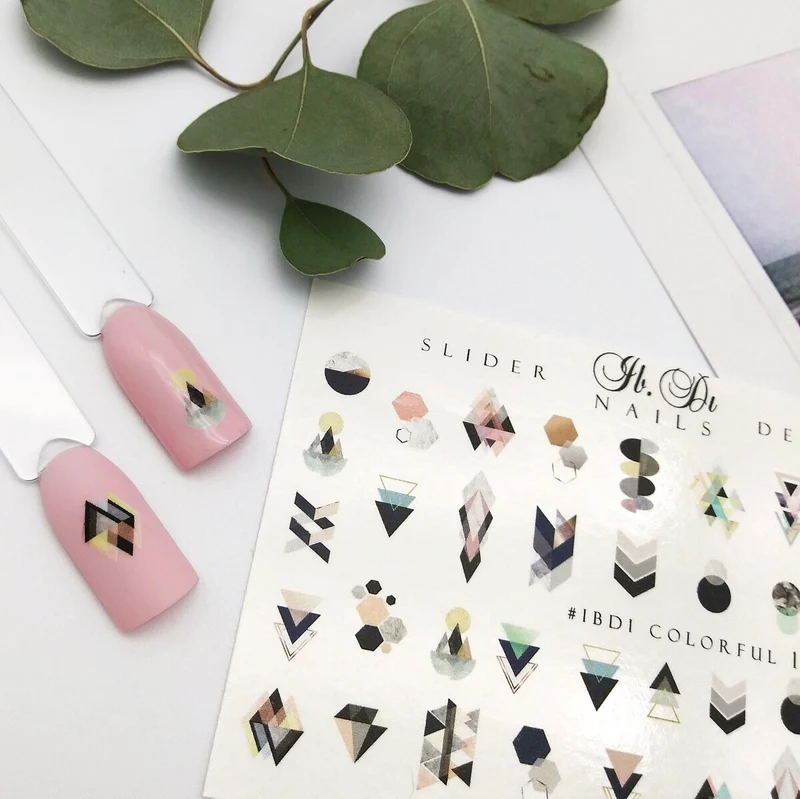 IBDI Colorful geometric nail decals / sliders #001