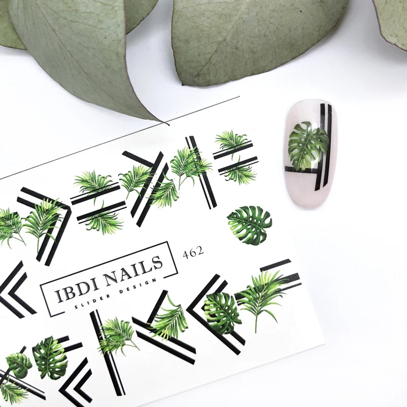 IBDI Geometric lines and palm nail decals / sliders #462