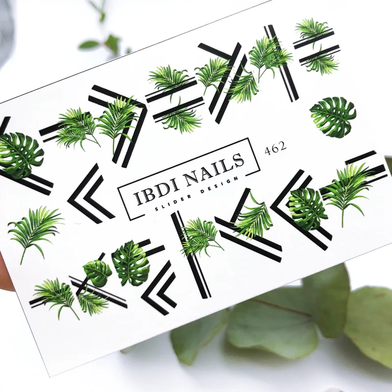 IBDI Geometric lines and palm nail decals / sliders #462