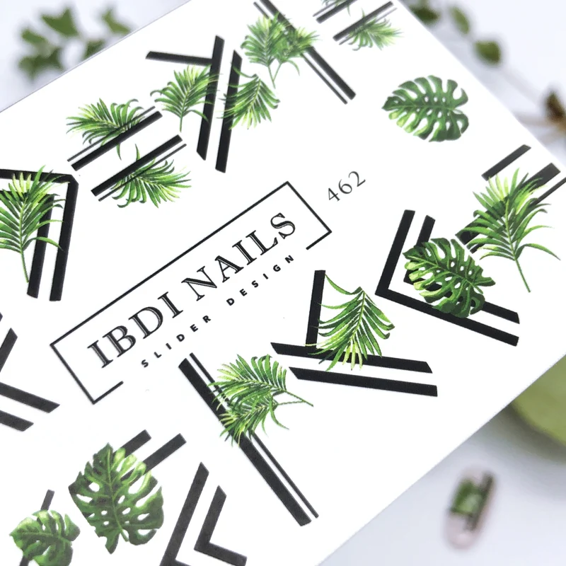 IBDI Geometric lines and palm nail decals / sliders #462