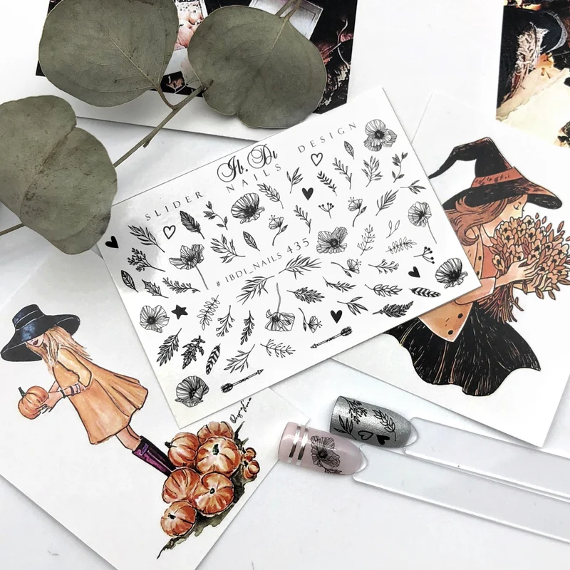 IBDI Leaf and feather nail decals / sliders #435