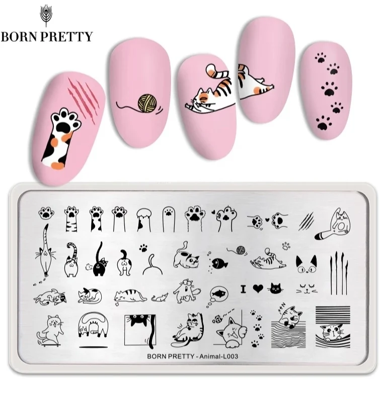 Stamping Platte Schablone Katzen und andere Tiere L003