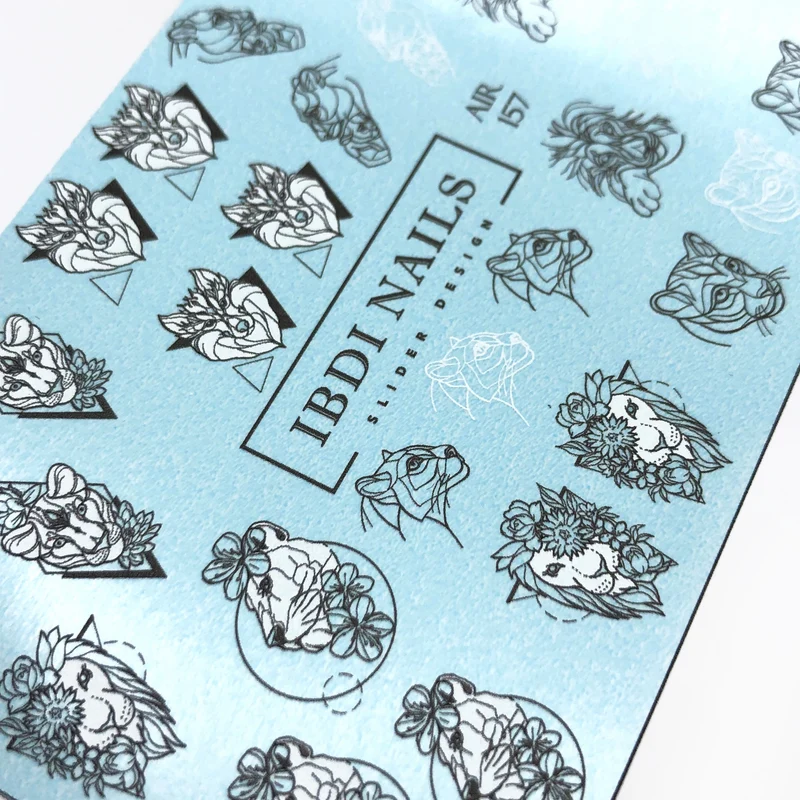 IBDI Geometric Wolf and Lion nail decals / sliders #Air 157