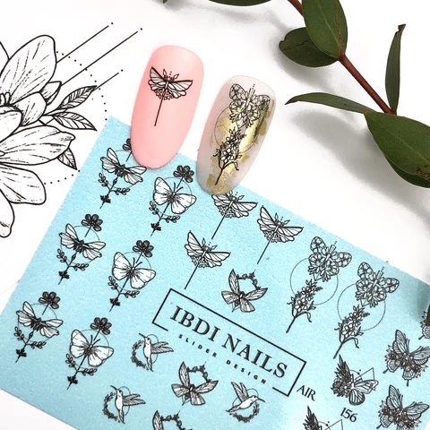 IBDI Abstract geometric butterfly nail decals / sliders #Air 156