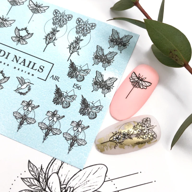 IBDI Abstract geometric butterfly nail decals / sliders #Air 156