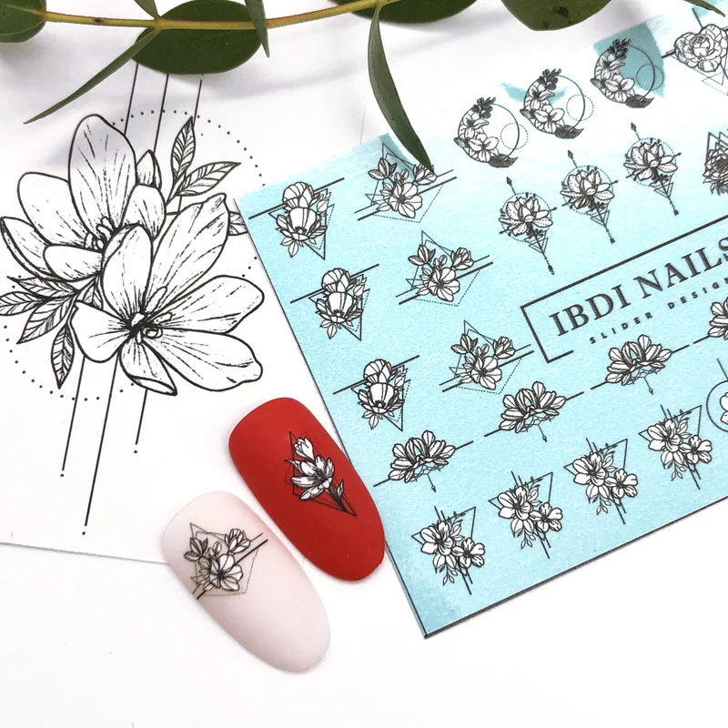 IBDI Abstract flower nail decals / sliders #Air 153