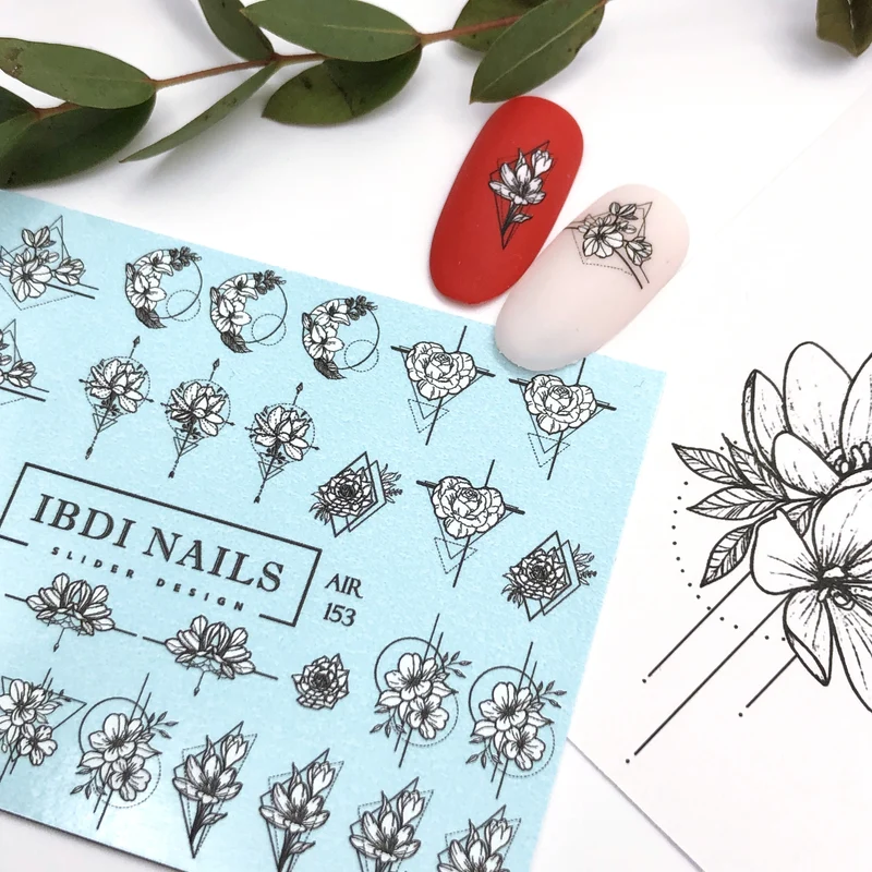 IBDI Abstract flower nail decals / sliders #Air 153