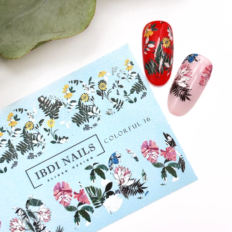 IBDI summer flowers designs nail decals / sliders #Colorful 16
