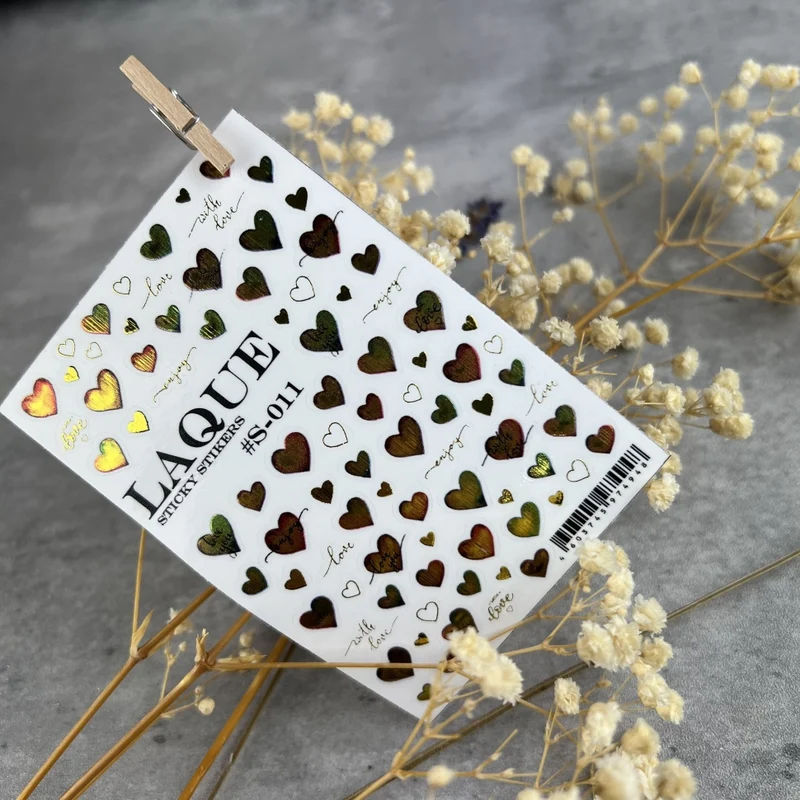 Selbstklebende Sticker S-011 gold, Liebe, Herzchen