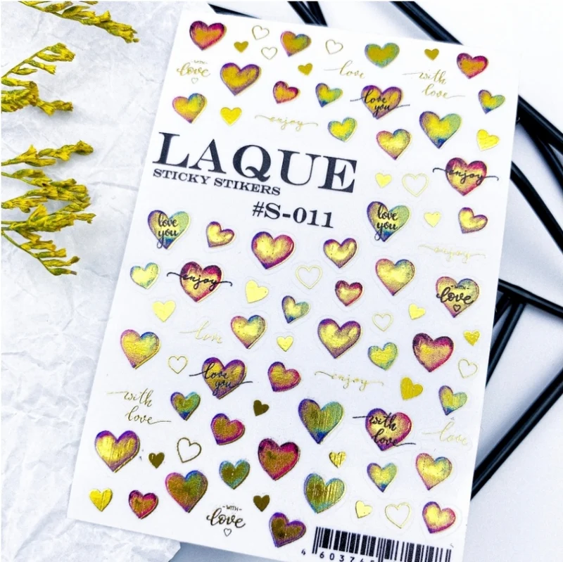 Selbstklebende Sticker S-011 gold, Liebe, Herzchen