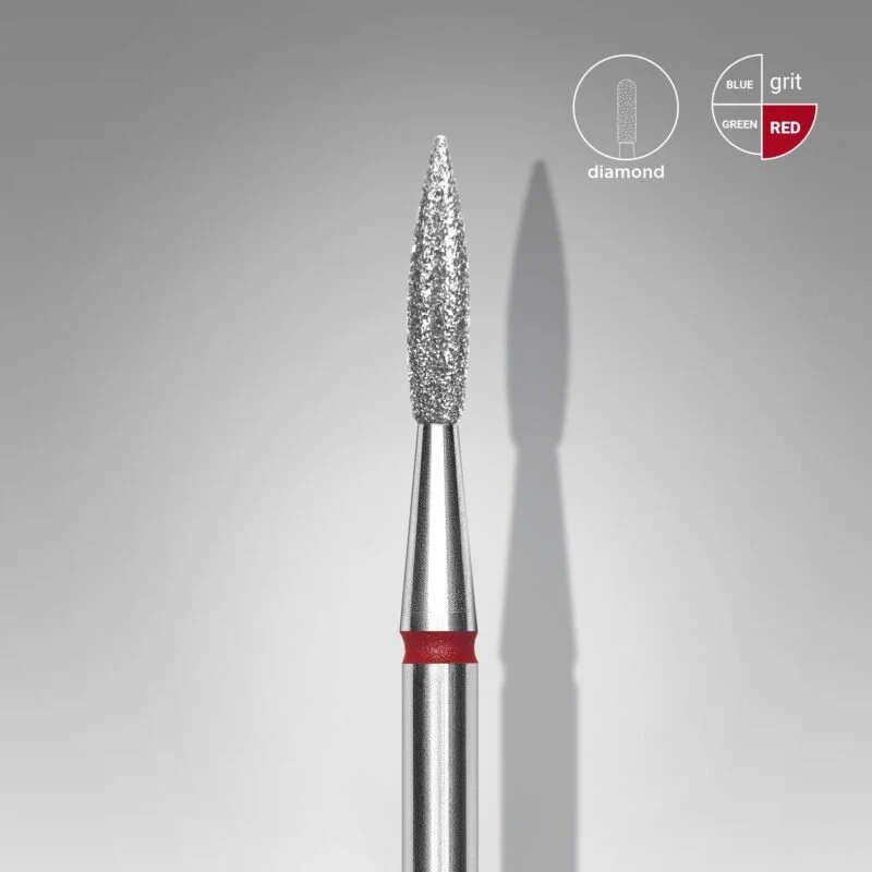 Fräseraufsatz Flamme 'SPITZ' Diamant Bit fein (rot) in Größen: 1,6mm - 2,3mm von STALEKS