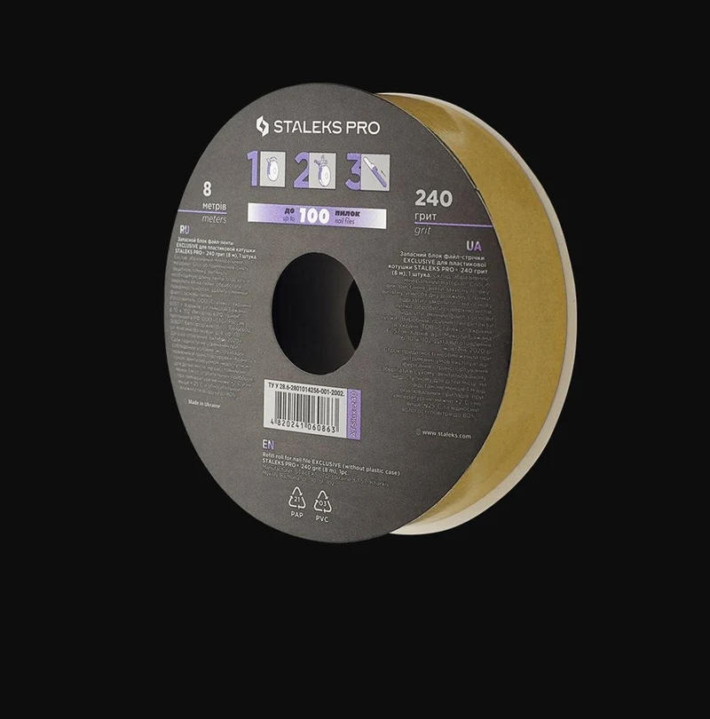 Ersatzrolle für nachfüllbare Box Bobbinail Körnung 100-240 (8 Meter Rolle) STALEKS PRO