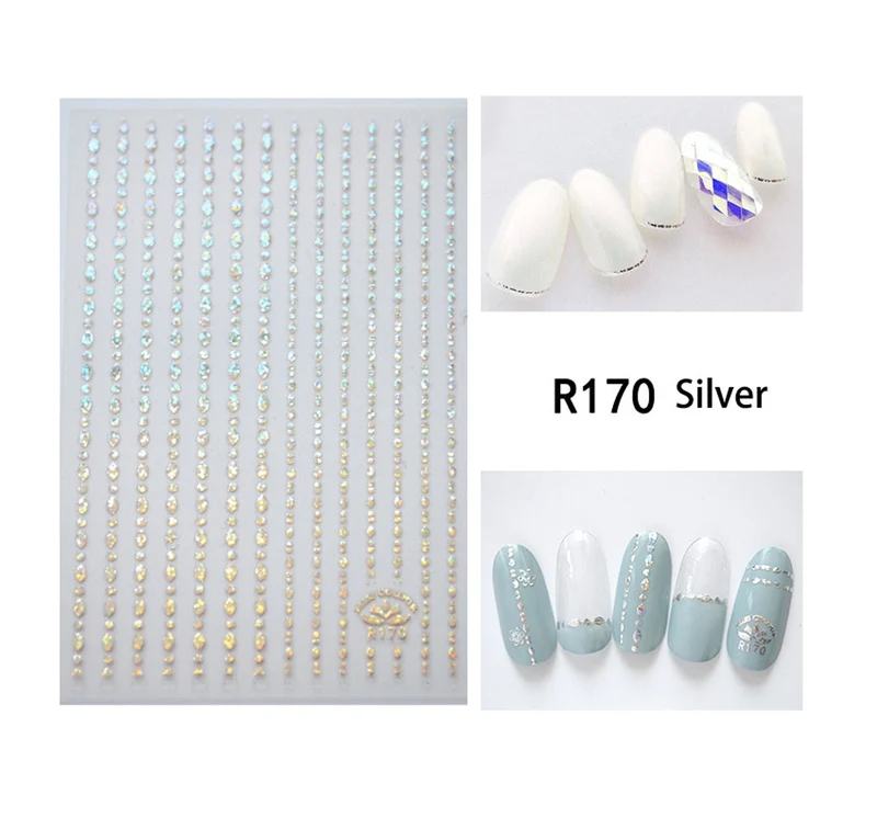 Aufkleber 3d Dots Stripes silver Nailart