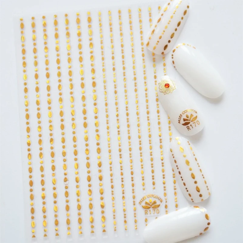 Aufkleber 3d Dots Stripes gold Nailart