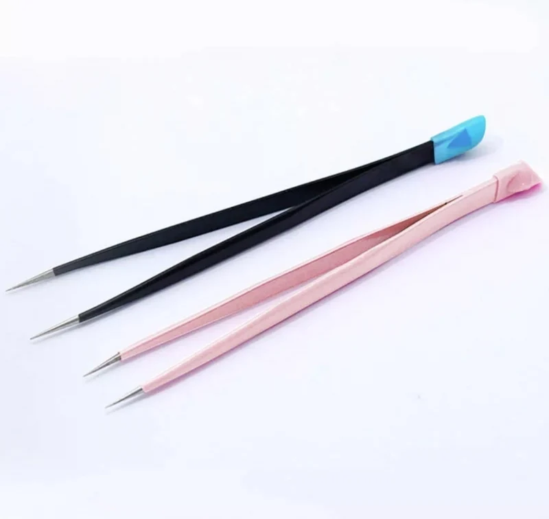 Pinzette für Nailart aus Edelstahl rosa