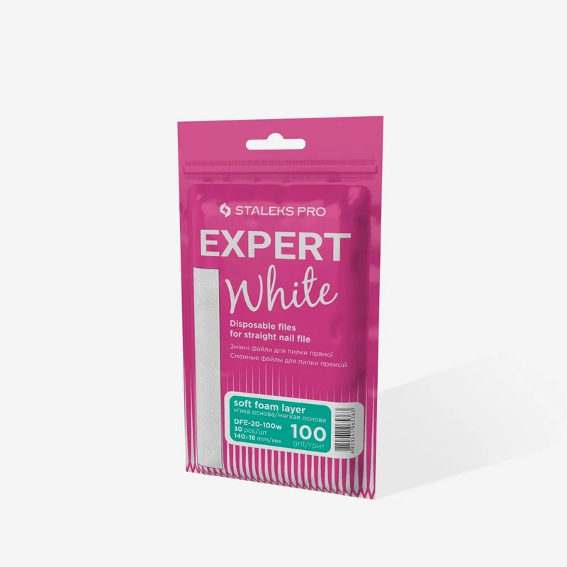 Weiße Einwegfeilen für gerade Nagelfeile (weiche Basis) DFE-20-(100-240)W Körnung STALEKS EXPERT