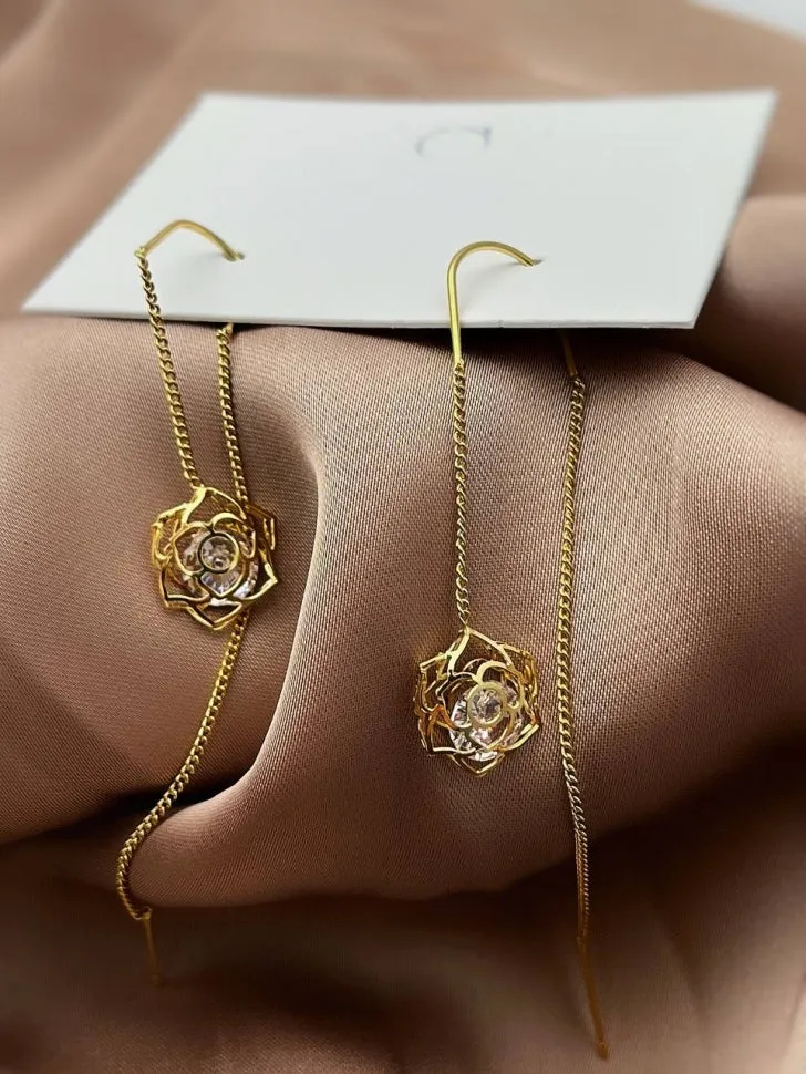 Ohrringe mit langer Kette (Modeschmuck) in gold