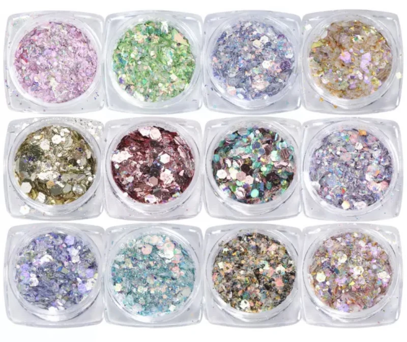 Nailart Glitter Pailetten Set 12 Farben