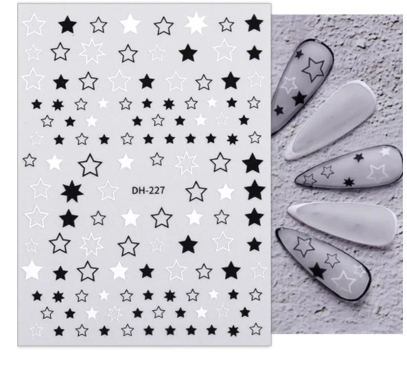 Aufkleber 3d Stars black & white