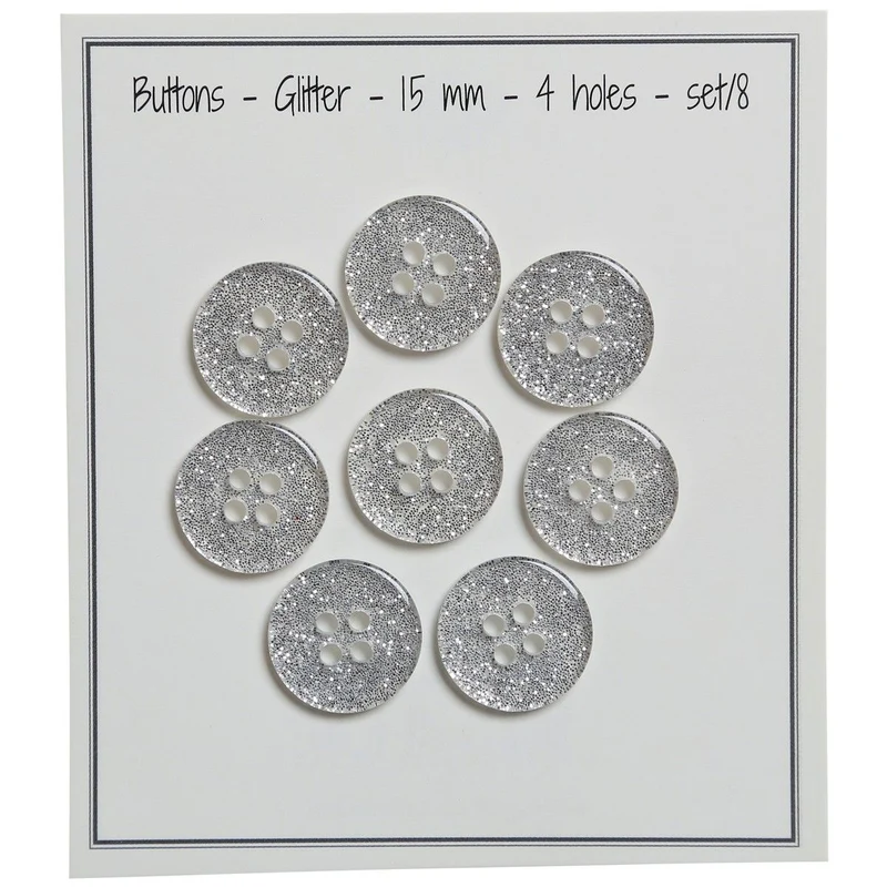 Glitzer Knöpfe - Silber - Verschiedene Größen